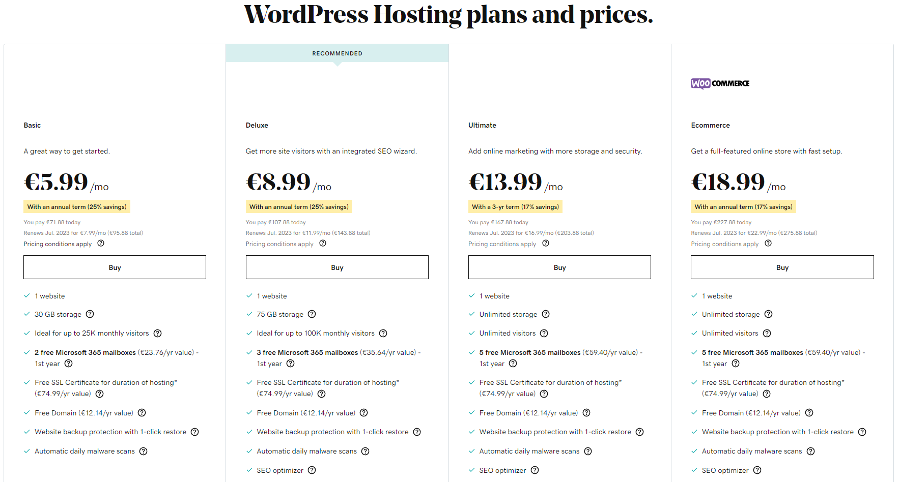 wordpres hosting godaddy